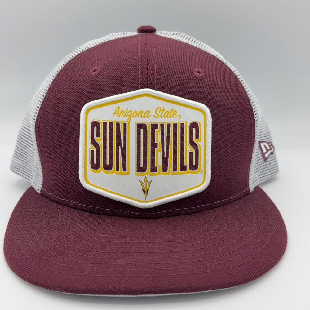 na State Sun Devils Trucker Hat Mens New Era OSFM 9FIFTY Snapback Cap